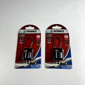 Brinks 34mm Solid Body TSA Indicator 3-Dial Resettable Lock Cable Shackle 2 Pack